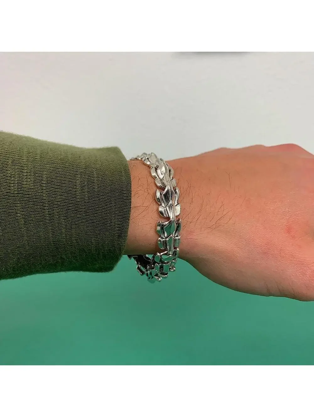 Grunge y2k style Silver stainless steel dragon scale head bracelet